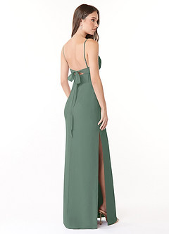 Azazie Mai Bridesmaid Dresses Eucalyptus Sheath Pleated Chiffon Dress image4