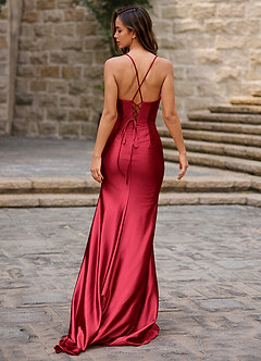Lustre Wine Satin Prom Dress image2