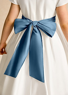 Azazie Deary Flower Girl Dresses Ivory Bermuda A-Line Bow Cotton Dress image8