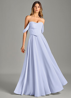 Azazie Chelsey Vestidos de damas de honor Vestido de Lavanda de Gasa de Corte en A Convertible con Vestidos sin tirantes image1