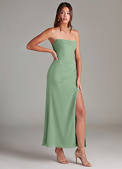 Azazie Leonis Brautjungfernkleider Wandelbar Meerjungfrau-Linie Schulterfrei Chiffon Kleid Matcha image8