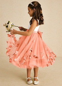 Azazie Sprout Flower Girl Dresses Sunset A-Line Bow Tulle Dress image4