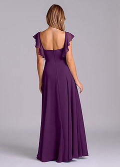 Azazie Leilani Bridesmaid Dresses Grape A-Line Pleated Chiffon Dress image2