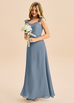 Azazie Mavie Junior Abito A-Line in Chiffon Increspato Crepuscolo image1