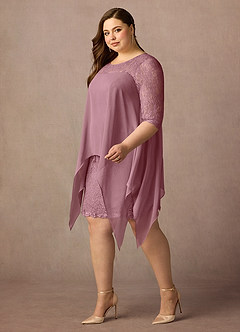 Azazie Flo Mother of the Bride Dresses Vintage Mauve A-Line Lace Chiffon Dress image9