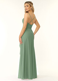 Azazie Naeem Bridesmaid Dresses Matcha A-Line V-Neck Ruffle Chiffon Dress image4