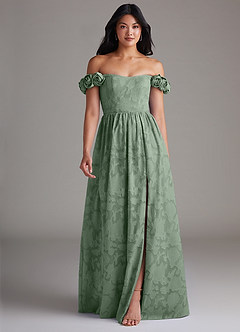 Azazie Autumn Vestidos de damas de honor Vestido de Matcha de Devorado Floral de Corte en A Convertible con Vestidos sin tirantes image1