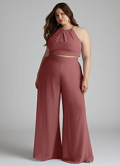 Azazie Kenzi Bridesmaid Dresses Amethyst Pleated Chiffon Jumpsuit image8