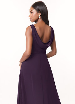 Azazie Karina Bridesmaid Dresses Plum A-Line Pleated Chiffon Dress image4