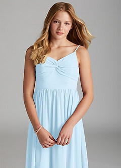 Azazie Zeya Junior Sky Blue A-Line Chiffon Dress image6