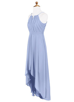Azazie Oaklynn Junior Robe Trapèze en Mousseline de soie Plissée Eis image8
