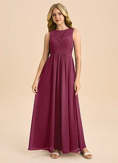 Azazie Skyla Junior Mulberry A-Line Pleated Chiffon Dress image3