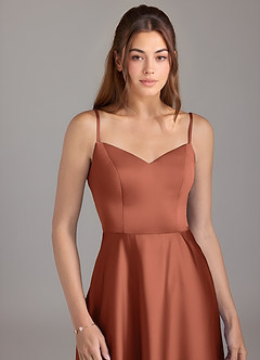 Azazie Marley Bridesmaid Dresses Clay A-Line Off the Shoulder Stretch Satin Convertible Dress image2