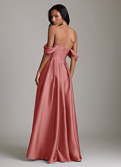Azazie Loisa Abiti da Damigella Abito A-Line in Raso Elasticizzato a Spalla Scoperta Rosa Antica image2