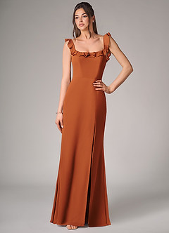 Azazie Callie Bridesmaid Dresses Cinnamon Mermaid Side Slit Chiffon Convertible Dress image4