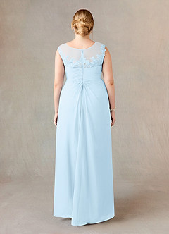 Azazie Endora Final Sale Sky Blue A-Line Scoop Lace Chiffon Dress image7