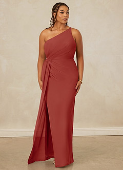 Christian Siriano Bridal for Azazie 1003 Brautjungfernkleider Etui One-Shoulder Chiffon Kleid Terrakotta image10
