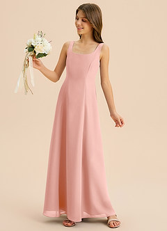 Azazie Lambie Junior Rosette A-Line Pleated Chiffon Dress image7