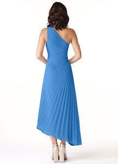 Azazie Kirra Brautjungfernkleider A-Linie One-Shoulder Chiffon Kleid Blauhäher image2