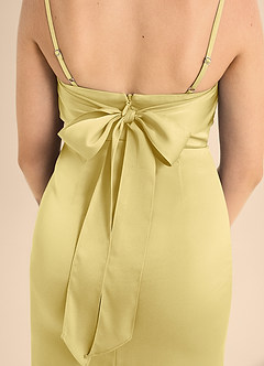 Azazie Mai Junior Robe Trapèze en Satin extensible Encolure en Forme de Cœur Sorbet Citron image6