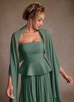 Azazie Josabeth vestidos de madre de la novia Vestido de Musgo Marino de Gasa de Corte en A con Plisado image7