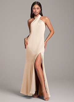 Azazie Lorena Final Sale White Alabaster Mermaid Pleated Chiffon Dress image3