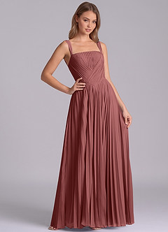 Azazie Mina Bridesmaid Dresses Amethyst A-Line Pleated Chiffon Dress image6