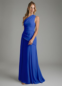 Azazie Holly Bridesmaid Dresses Royal Blue A-Line Corset Chiffon Dress image5