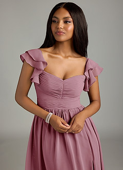 Azazie Anaya Bridesmaid Dresses Vintage Mauve A-Line Pleated Chiffon Dress image6