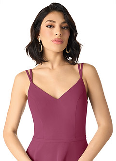 Azazie Janine Abiti da Damigella Abito A-Line in Chiffon con Scollo a V Gelso image3