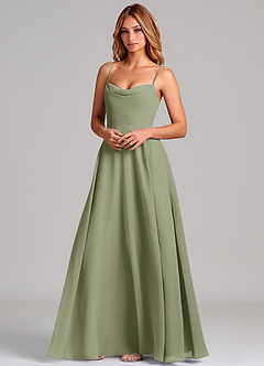 Azazie Elle Bridesmaid Dresses Pistachio A-Line Pleated Chiffon Dress image4