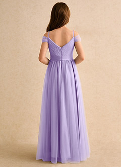 Azazie Yuna Girls Formal Flower Girl Dresses Lilac A-Line Off the Shoulder Tulle Dress image2