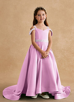 Azazie Jodi Flower Girl Dresses Candy Pink A-Line Matte Satin Dress image4