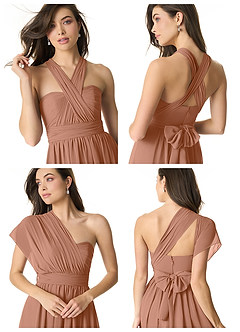 Azazie Olani Bridesmaid Dresses Bronzer A-Line Off the Shoulder Chiffon Convertible Dress image8