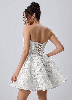 Mireille Weiß Trägerloses Minikleid aus floraler Spitze mit Korsett-Schnitt image3