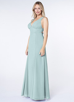 Azazie Christiana Bridesmaid Dresses Mist A-Line V-Neck Pleated Chiffon Dress image4