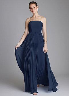Azazie Mariana Bridesmaid Dresses Dark Navy A-Line Strapless Chiffon Dress image5