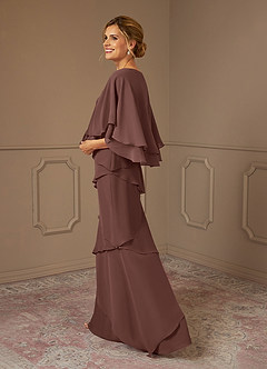 Azazie OHara Abiti per la Madre della Sposa Abito A-Line in Chiffon con Scollo a V Espresso image2