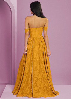 Barbie ♥ Azazie Bridesmaid Dresses Butterscotch A-Line Off the Shoulder Floral Burnout Convertible Dress image2