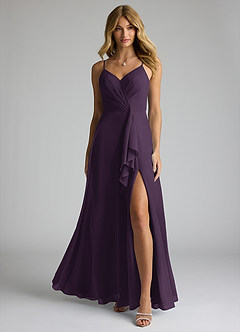 Azazie Akita Bridesmaid Dresses Plum A-Line Chiffon Dress image3