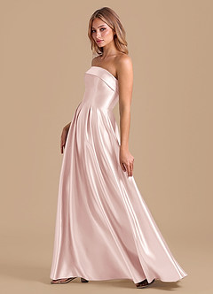 Azazie Lucienne Abiti da Damigella Abito A-Line in Raso Metallizzato Plissettato Rosa Rossore image6