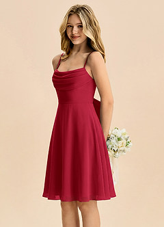 Azazie Bear Junior Scarlet A-Line Pleated Chiffon Dress image4