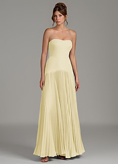 Azazie Yuliana Bridesmaid Dresses Lemon Sorbet A-Line Strapless Chiffon Dress image7