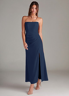 Azazie Leonis Bridesmaid Dresses Dark Navy Mermaid Strapless Chiffon Convertible Dress image7