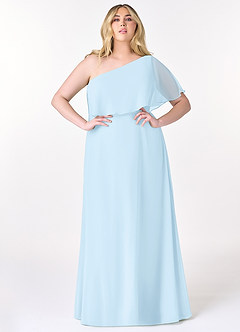Azazie Lizzy Jurken voor bruidsmeisjes Jurk van Chiffon met A-Lijn One-Shoulder Hemelsblauw image8