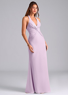 Azazie Valerie Brautjungfernkleider Meerjungfrau-Linie Plissee Chiffon Kleid Frostiges Flieder image3