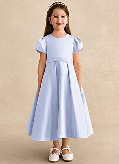 Azazie Princess Flower Girl Dresses Lavender A-Line Pleated Matte Satin Dress image5