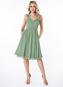 Azazie Angie Bridesmaid Dresses Matcha A-Line Corset Chiffon Dress image1