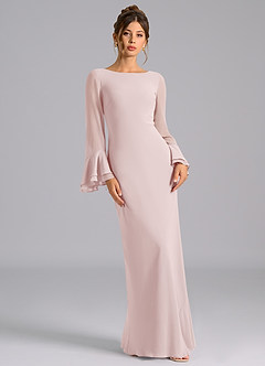 Azazie Leone Bridesmaid Dresses Blushing Pink Mermaid Corset Chiffon Dress image4