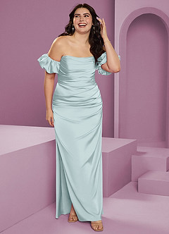Barbie ♥ Azazie Jurken voor bruidsmeisjes Converteerbaar Jurk van Stretch Satijn met Kolom Off the Shoulder De Nevel image12